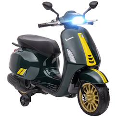Jouet-Jeux de plein air-Sports de glisse et à roues-Véhicules enfant-Scooter électrique enfant vespa 6v - musiques, feu av, entrée usb, radio fm - 2 roues auxiliaires