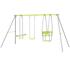 Jouet-Jeux de plein air-Aires de jeux-Portiques et balançoires-Balançoire 3 agrès portique 2 face à face et balançoire dim. 2,83l x 1,56l x 1,8h m métal époxy