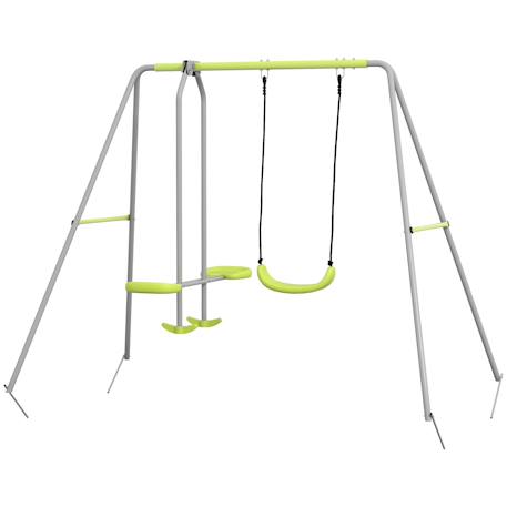 Balançoire 2 agrès portique avec balançoire et face à face dim. 2,55l x 1,6l x 1,8h m métal époxy Grey 1 - vertbaudet enfant 
