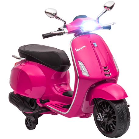 Scooter électrique enfant vespa 6v - musiques, feu av, entrée usb, radio fm - 2 roues auxiliaires Green+Pink+White 7 - vertbaudet enfant 