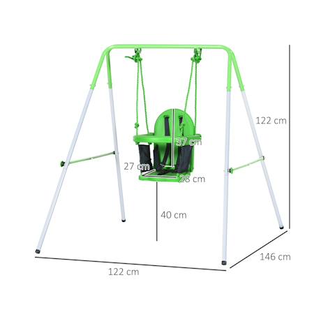 Portique balançoire enfant 6-36 mois - siège haut, accoudoirs, ceinture sécurité 2 points, barre protection - métal époxy Green 3 - vertbaudet enfant 