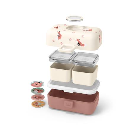 Lunch box à compartiments 800ml tresor Blanc/rose+Bleu dino+Bleu infinity+Bleu wolf+Bleu/crème+Cannelle fox+Rose birds+Rose blush+Rose papercut+Vert forest+Vert raccoon+Vert/bleu 33 - vertbaudet enfant 