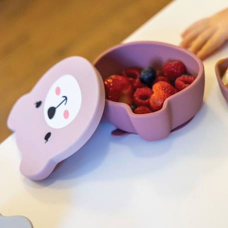 Assiette + bol ventousés en silicone - ourson rose Pink 6 - vertbaudet enfant 