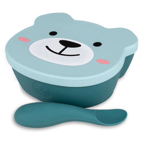 Bol à ventouse en silicone + cuillère - ourson bleu Blue 1 - vertbaudet enfant 