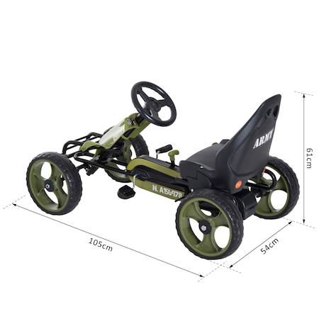 Kart à pédales enfant militaire siège réglable frein manuel roues ar carter fermé Green 3 - vertbaudet enfant 