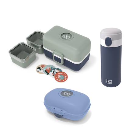 Set repas/goûter enfant avec gourde isotherme Bleu/vert 1 - vertbaudet enfant 