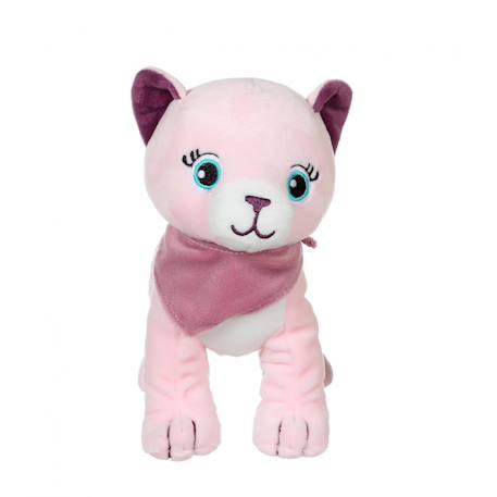 Peluche - peluche chien fun kitties sonore, rose foulard parme - 17 cm Pink 2 - vertbaudet enfant 