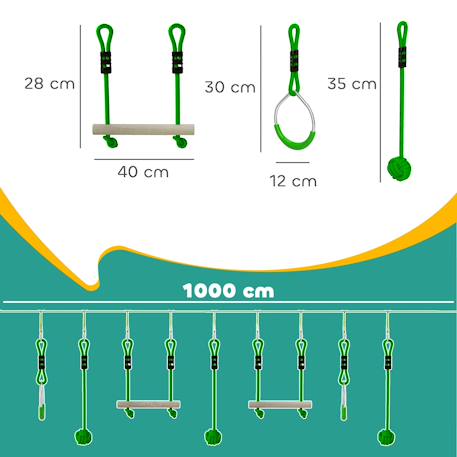 Tyrolienne enfant 10m max. 50kg - kit complet - nombreux accessoires - vert Green 3 - vertbaudet enfant 