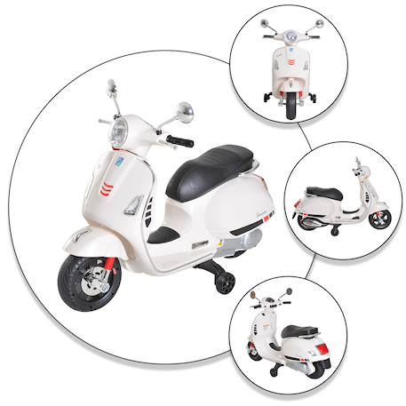 Scooter moto électrique enfant vespa 6v musique mp3 port usb klaxon phare feu ar White 4 - vertbaudet enfant 