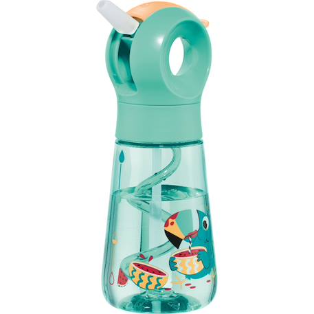 Gourde étanche avec paille Toucan - turquoise orange 1 - vertbaudet enfant 