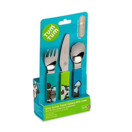 Lot de 3 couverts inox puzzle avec étui scruff Green 2 - vertbaudet enfant 