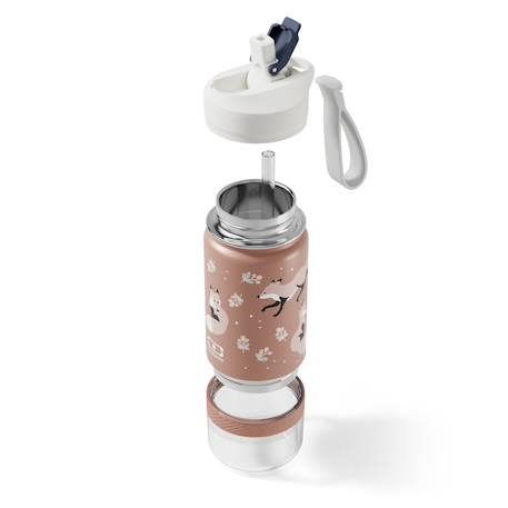 Gourde isotherme 2 en 1 avec paille 300ml twisty Bleu wolf+Cannelle fox+Vert raccoon 9 - vertbaudet enfant 