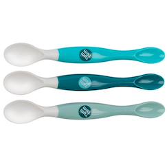 Puériculture-Repas-Vaisselle, coffret repas-Lot de 3 cuillères à double embout ourson