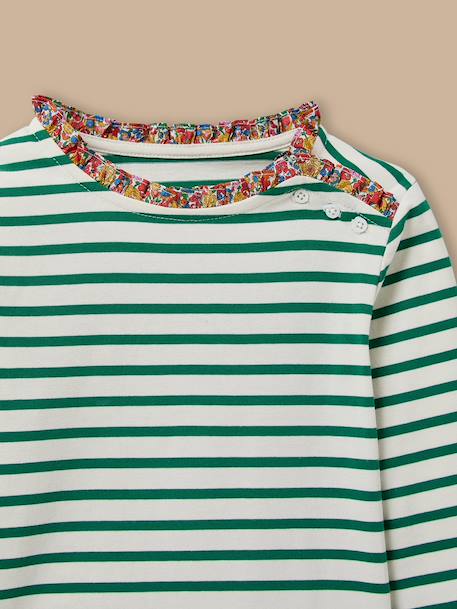T-shirt marinière fille tissu liberty Rayure cerise+Rayure marine+Rayure rose+Rayure verte 8 - vertbaudet enfant 