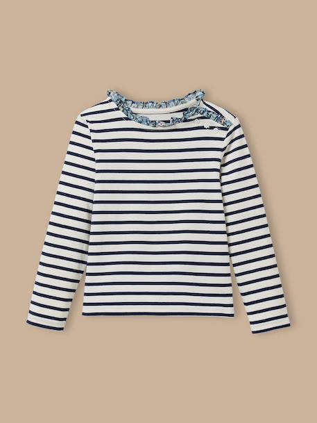 T-shirt marinière fille tissu liberty Rayure cerise+Rayure marine+Rayure rose+Rayure verte 3 - vertbaudet enfant 