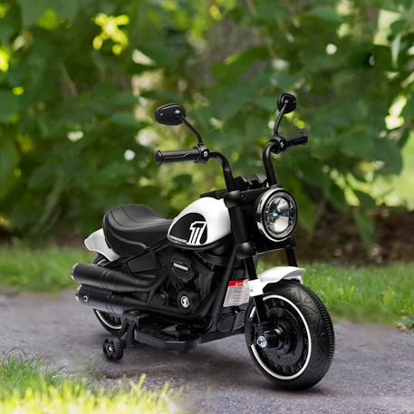 Moto électrique enfant 6 v 3 km/h effet lumineux roulettes amovibles repose-pied pédale métal pp rose noir Blue+Pink+Red+White 14 - vertbaudet enfant 