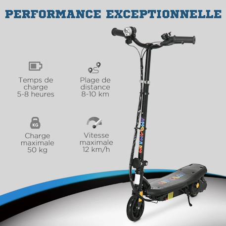 Trottinette électrique pliable enfant 120w 12 km/h max. Hauteur guidon réglable Black+Red 4 - vertbaudet enfant 
