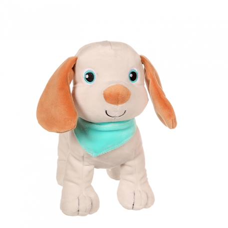 Peluche - peluche chien fun puppies sonore, gris foulard turquoise - 17 cm Blue 2 - vertbaudet enfant 