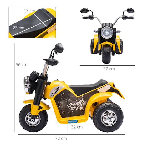 Moto électrique enfant chopper tout-terrain 6v 20w marche av ar 3 roues effets lumineux sonores Red+Yellow 9 - vertbaudet enfant 