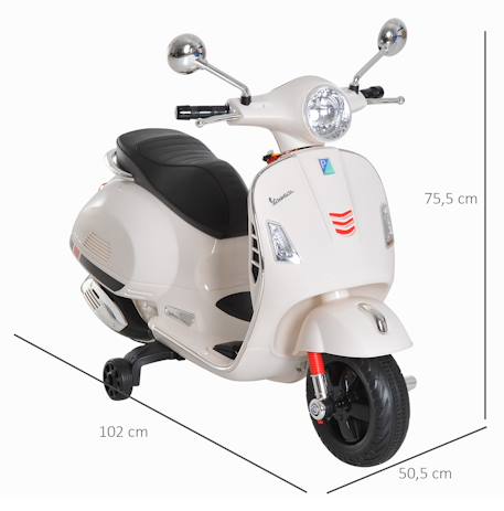 Scooter moto électrique enfant vespa 6v musique mp3 port usb klaxon phare feu ar White 3 - vertbaudet enfant 