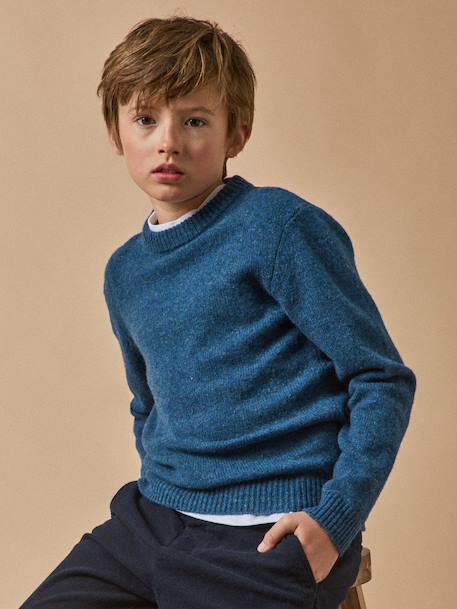 Pull garçon en laine merinos Bleu+Bleu clair+Gris chine+Vert 1 - vertbaudet enfant 