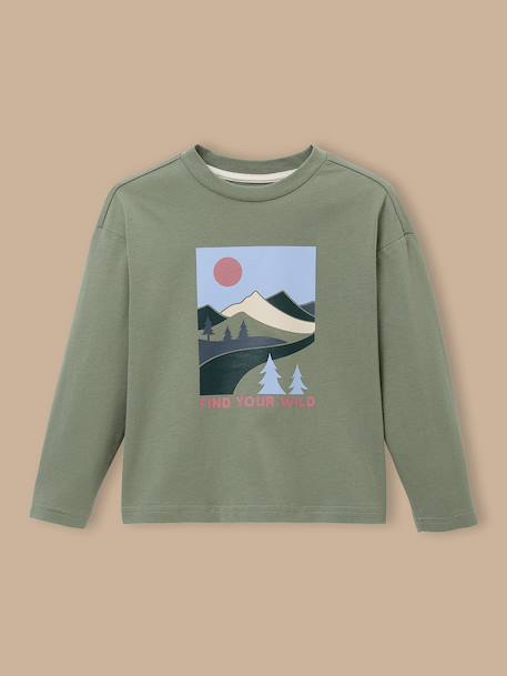T-shirt imprimé oversize garçon Vert lichen 1 - vertbaudet enfant 