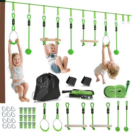 Tyrolienne enfant 10m max. 50kg - kit complet - nombreux accessoires - vert Green 1 - vertbaudet enfant 