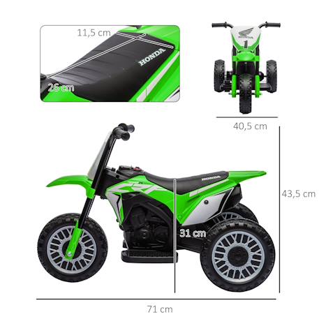 Moto cross électrique enfant 3 roues licence officielle honda crf 450 r 3 km/h max. Fonctions sonores Green+Grey 3 - vertbaudet enfant 