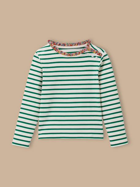 T-shirt marinière fille tissu liberty Rayure cerise+Rayure marine+Rayure rose+Rayure verte 7 - vertbaudet enfant 