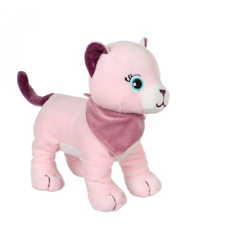 Peluche - peluche chien fun kitties sonore, rose foulard parme - 17 cm Pink 1 - vertbaudet enfant 