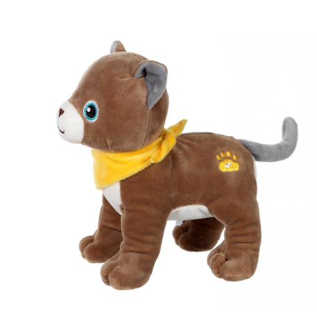 Peluche - peluche chien fun kitties sonore, marron foulard jaune - 17 cm Yellow 2 - vertbaudet enfant 