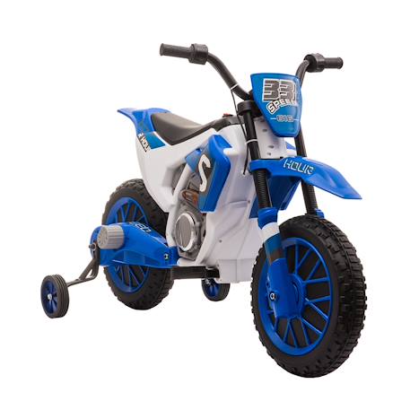 Moto cross électrique enfant 12v 3-8 km/h roulettes auxiliaires amovibles Blue+Green+Red 1 - vertbaudet enfant 