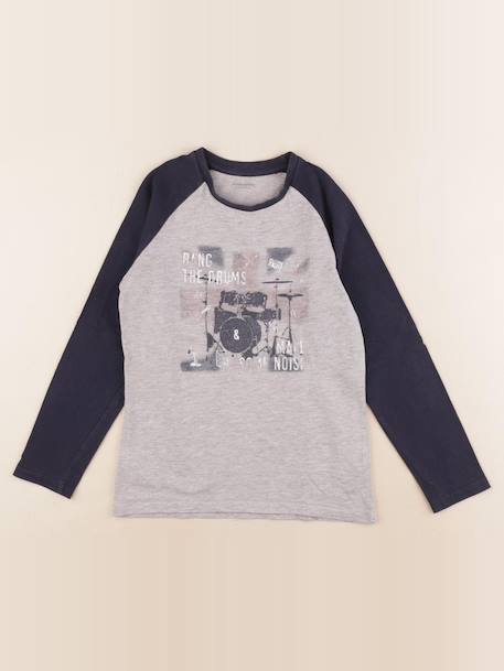Tee-shirt - 8 ans Bleu, gris 1 - vertbaudet enfant 
