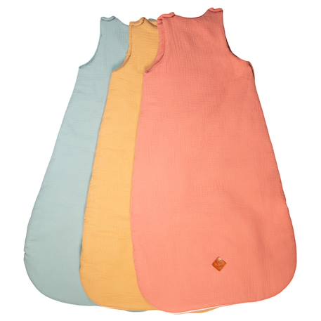 Gigoteuse sans manches en gaze de coton jeanne Beige+Blanc+Blanc à pois or+Bleu+Camel+Écru+Gris+Terracotta+Vert de gris+Vieux rose 16 - vertbaudet enfant 