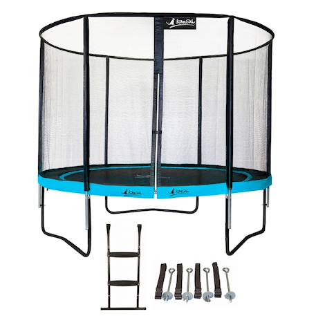 Trampoline ø 300cm + filet de sécurité + échelle + kit ancrage - punchi 300 bleu Blue 2 - vertbaudet enfant 