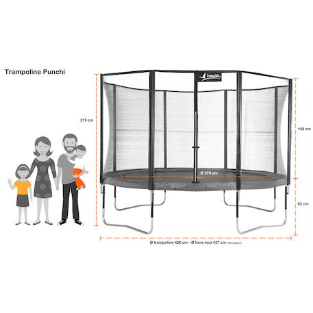 Trampoline ø 430?cm + filet + échelle + kit d'ancrage - jumpi 430 - taupe/vert Beige 4 - vertbaudet enfant 