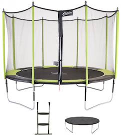 -Trampoline jardin ø 360?cm + filet + échelle + bâche - jumpi 360 - noir/vert