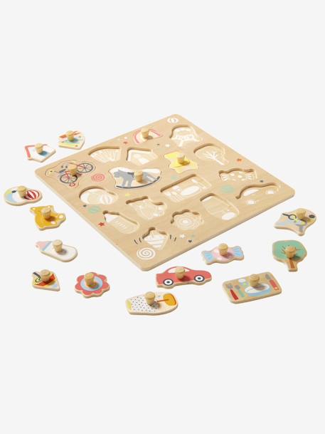 Puzzle bouton Happy en bois FSC® multicolore 4 - vertbaudet enfant 