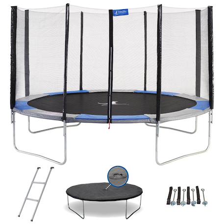 Trampoline rond 430cm avec filet, échelle, bâche et kit d'ancrage Blue 2 - vertbaudet enfant 