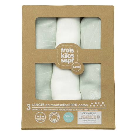 Lot de 3 langes oeko-tex® standard 100 Verde 5 - vertbaudet enfant 
