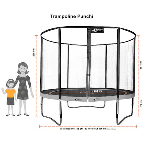 Trampoline de jardin ø 300cm + filet de sécurité - punchi 300 bleu Blue 5 - vertbaudet enfant 