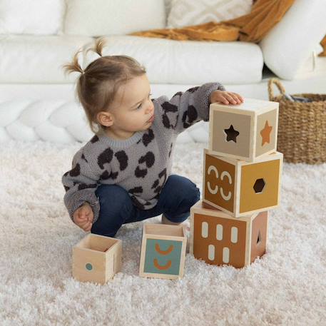 Cubes empilables en bois Multicolor 6 - vertbaudet enfant 