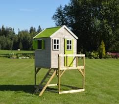 -Maisonnette enfant extérieur en bois tinni avec plateforme