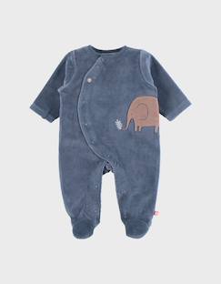 -Pyjama bébé en velours avec broderie éléphant
