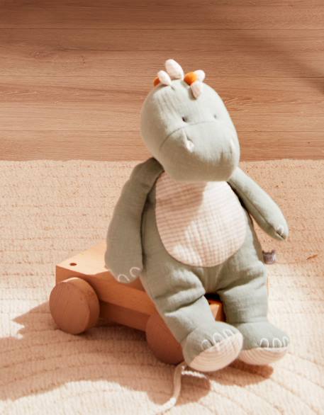 Peluche small stegi en mousseline de coton bio Gris, orange 2 - vertbaudet enfant 