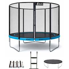 -Trampoline ø 300cm + filet + échelle + bâche + kit ancrage - punchi 300 bleu