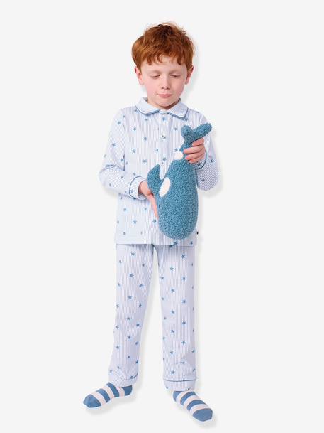 Pyjama boutonné imprimé étoiles bleu clair 1 - vertbaudet enfant 