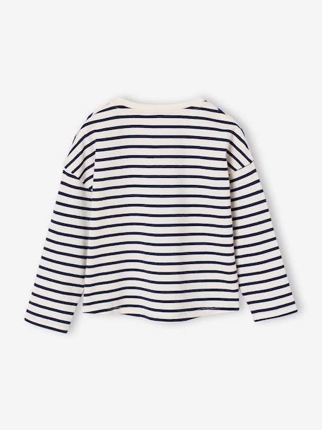 T-shirt marinière manches longues fille marine+rose bonbon 2 - vertbaudet enfant 