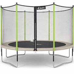 -Trampoline jardin ø 360?cm + filet de sécurité - jumpi 360 - taupe/vert