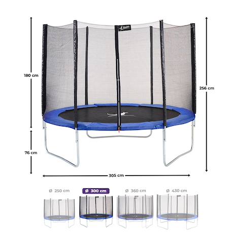 Trampoline rond bleu ø 300cm avec filet de protection Blue 3 - vertbaudet enfant 